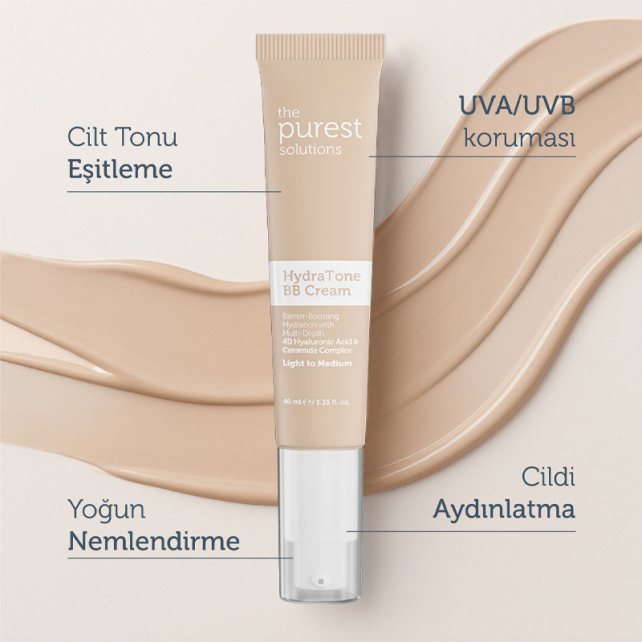 The Purest Solutions Hydra Tone BB Cream SPF 50+ Renkli Yoğun Nemlendirici No: 100 Light To Medium 40ml - 5