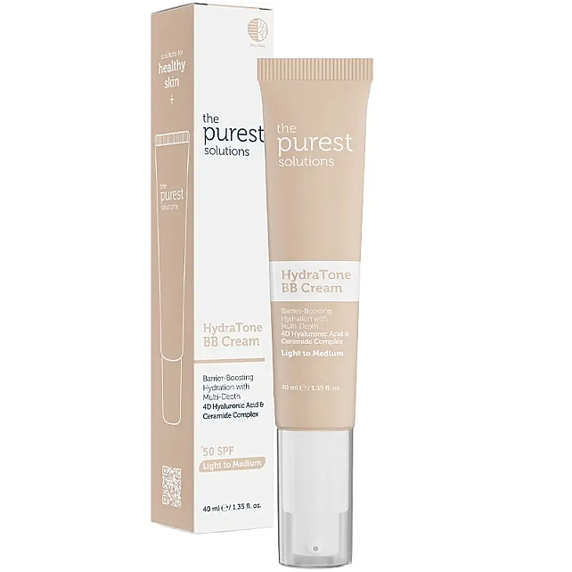 The Purest Solutions Hydra Tone BB Cream SPF 50+ Renkli Yoğun Nemlendirici No: 100 Light To Medium 40ml - 1