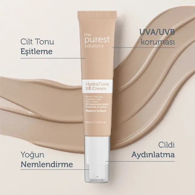 The Purest Solutions Hydra Tone BB Cream SPF 50+ Renkli Yoğun Nemlendirici No: 200 Medium To Dark 40ml - 5