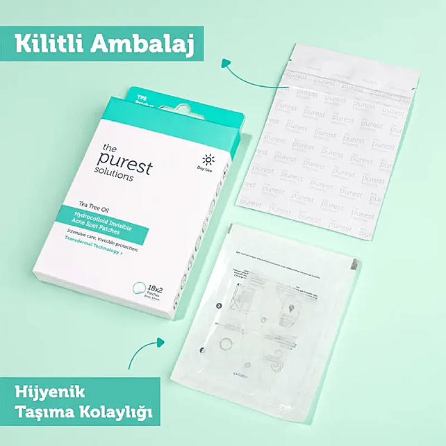 The Purest Solutions Hydrocolloid Invisible Acne Spot Patches - Şeffaf Akne Bandı 18x2 - 5