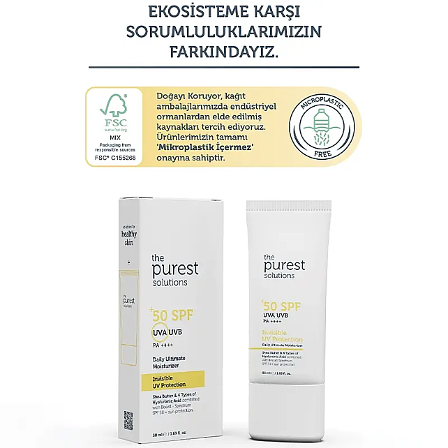 The Purest Solutions Invisible UV Protection Cream SPF 50+ Güneş Kremi 50ml - 5