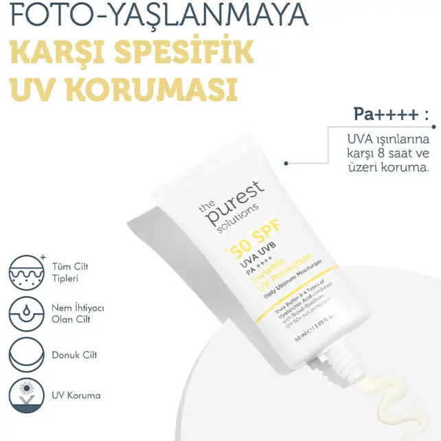 The Purest Solutions Invisible UV Protection Cream SPF 50+ Güneş Kremi 50ml - 4