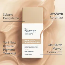 The Purest Solutions Matte Touch SPF 50+ Matlaştırıcı Serum Fondöten No: 100 Light To Medium 30ml - 5