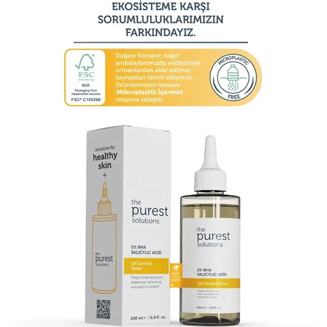 The Purest Solutions Oil Control Toner - Yağlı Ciltler için Tonik 200ml - 6
