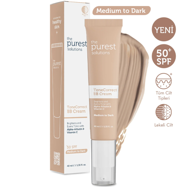 The Purest Solutions Tone Correct BB Cream SPF 50+ Lekeli Cilt Renkli Nemlendirici No: 200 Medium To Dark 40ml - 2