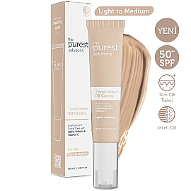 The Purest Solutions Tone Correct BB Cream SPF 50+ Lekeli Cilt Renkli Nemlendirici No: 100 Light To Medium 40ml - 2