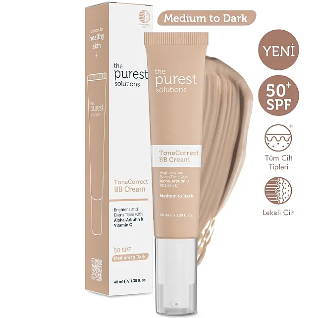 The Purest Solutions Tone Correct BB Cream SPF 50+ Lekeli Cilt Renkli Nemlendirici No: 200 Medium To Dark 40ml - 2