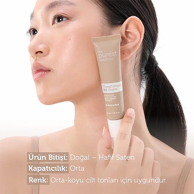 The Purest Solutions Tone Correct BB Cream SPF 50+ Lekeli Cilt Renkli Nemlendirici No: 200 Medium To Dark 40ml - 3