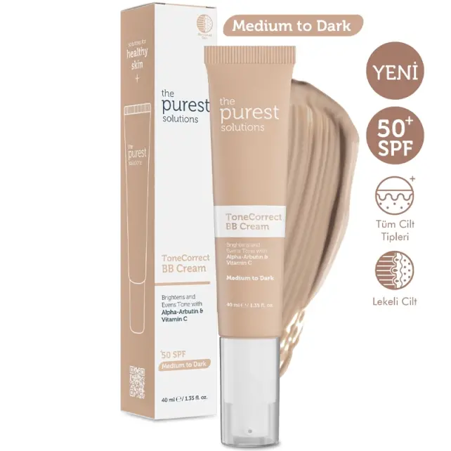 The Purest Solutions Tone Correct BB Cream SPF 50+ Lekeli Cilt Renkli Nemlendirici No: 200 Medium To Dark 40ml - 2
