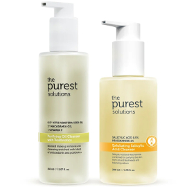 The Purest Solutions Yağlı ve Karma Ciltler İçin Arındırıcı & Sebum Dengeleyici Çift Aşamalı Temizlik Rutini - The Purest Solutions
