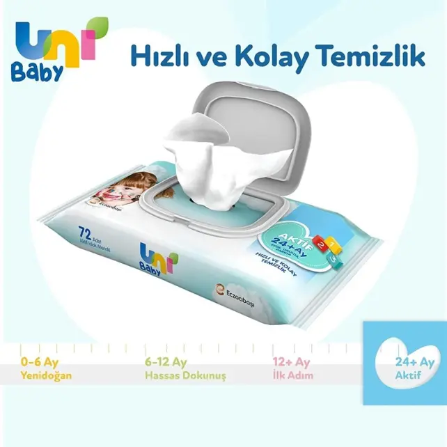Uni Baby Aktif - Islak Mendil 24 Ay 72 Adet - 3