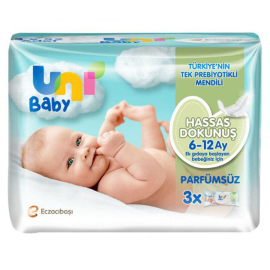 Uni Baby Hassas Dokunuş Islak Mendil 6-12 Ay 3'lü - Uni Baby