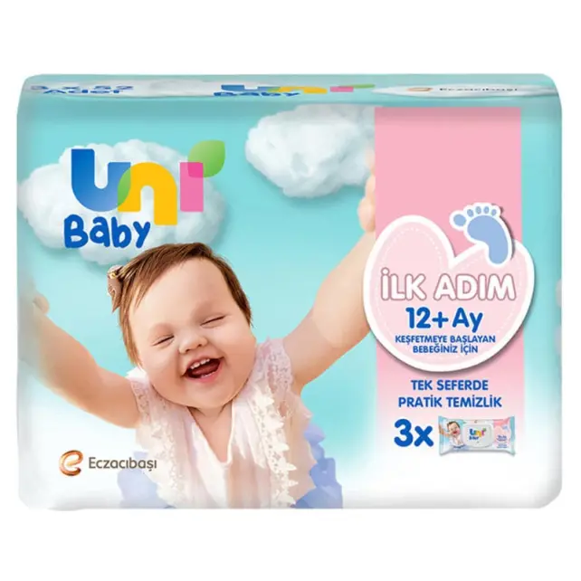 Uni Baby İlk Adım Islak Mendil 12 Ay+ 52x3 - 1