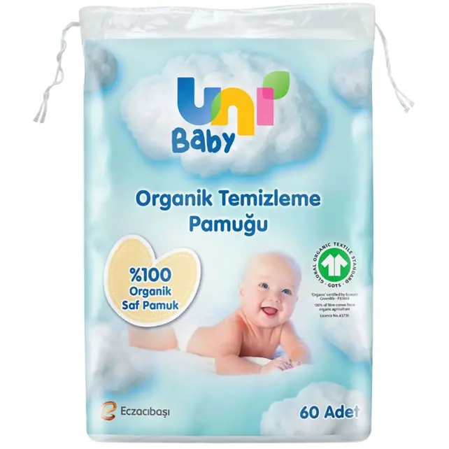 Uni Baby Organik Temizleme Pamuğu 60 Adet - 1