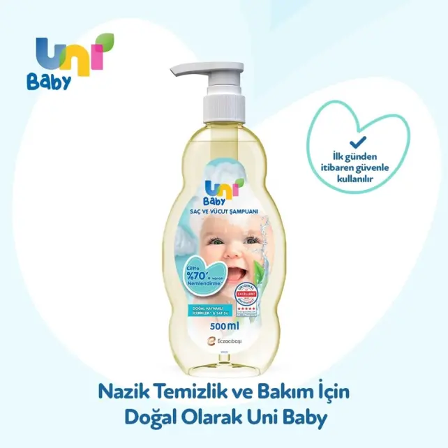 Uni Baby Saç ve Vücut Şampuanı 500ml - 3