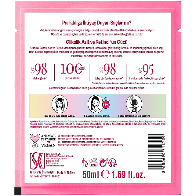 Urban Care No.1 Glycolic Retinol - Parlaklık Etkili Şampuan Öncesi Saç Bakım Maskesi 50ml - 4