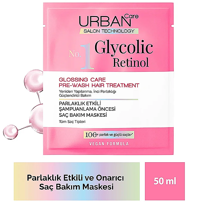 Urban Care No.1 Glycolic Retinol - Parlaklık Etkili Şampuan Öncesi Saç Bakım Maskesi 50ml - 5