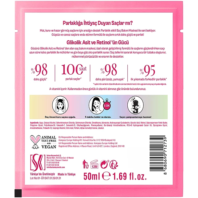 Urban Care No. 1 Glycolic Retinol - Parlaklık Etkili Şampuan Öncesi Saç Bakım Maskesi 50ml - 4