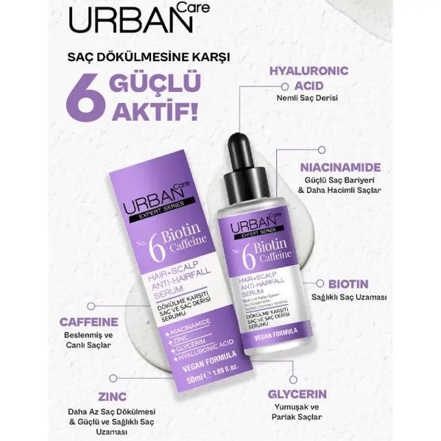 Urban Care No 6 Biotin Caffeine - Saç Dökülmesine Karşı Bakım Serumu 50ml - 3