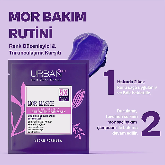 Urban Care Pre Wash Hair Mask - Turunculaşma Karşıtı Duş Öncesi Mor Saç Bakım Maskesi 50ml - 4