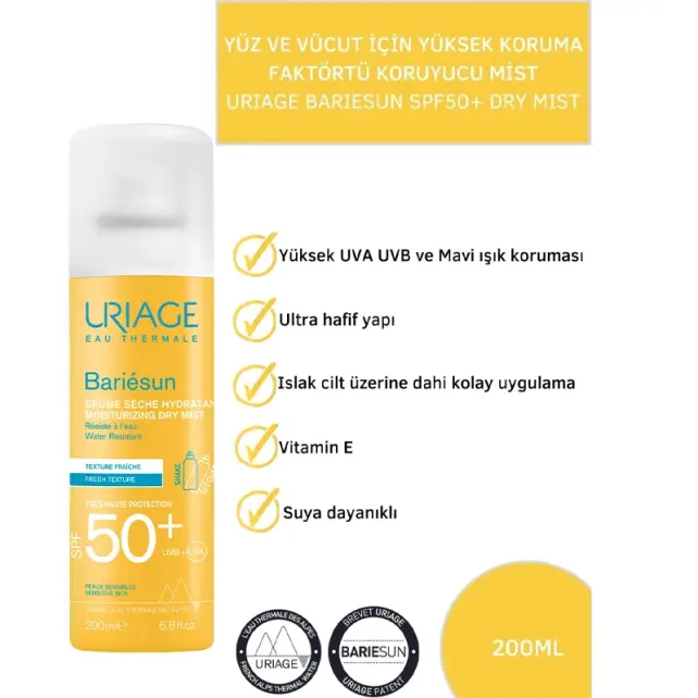 Uriage Bariesun Dry Mist SPF 50 + Güneş Koruyucu Sprey 200ml - 3