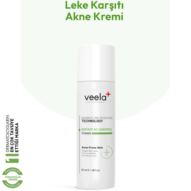Veela Instant AC Control Cream - Akne Karşıtı Bakım Kremi 50ml - 2