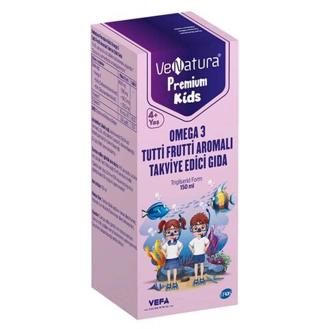 Venatura Premium Kids Omega 3 Tutti Frutti Aromalı Takviye Edici Gıda 150ml Venatura Premium Kids Omega 3 Tutti Frutti Aromalı Takviye Edici Gıda 150ml