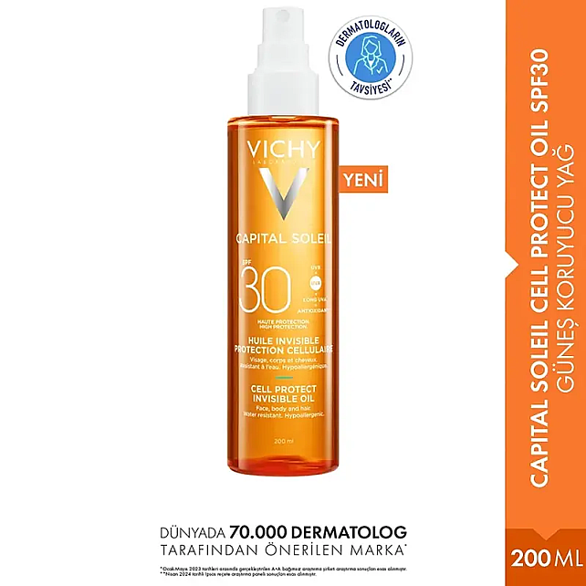Vichy Capital Soleil Cell Protect Invisible Oil SPF 30+ Güneş Koruyucu Yağ 200ml - 7