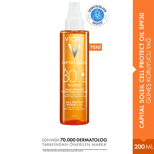 Vichy Capital Soleil Cell Protect Invisible Oil SPF30+ Güneş Koruyucu Yağ 200ml - 7