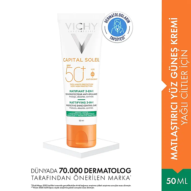 Vichy Capital Soleil SPF 50+ Matlaştırıcı Yüz Güneş Kremi 50ml - 2