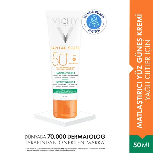 Vichy Capital Soleil SPF 50+ Matlaştırıcı Yüz Güneş Kremi 50ml - 2