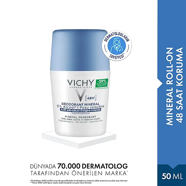 Vichy Deodorant Mineral 48H Roll-On Deodorant 50ml - 2