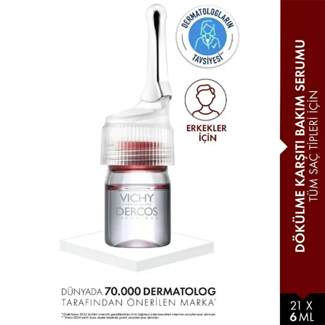 Vichy Dercos Aminexil 5 Men - Saç Dökülmesine Karşı Serum 21x6 ml - 2