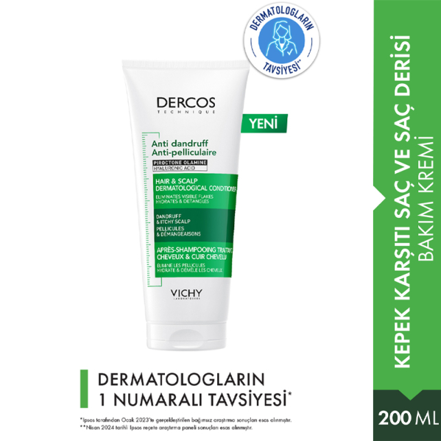 Vichy Dercos Anti Dandruff Hair Scalp Conditioner - Kepek Karşıtı Saç Kremi 200ml - 3
