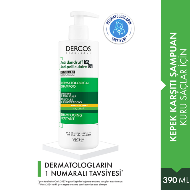 Vichy Dercos Anti Dandruff Shampoo - Kepek Karşıtı Şampuan 390ml - 2