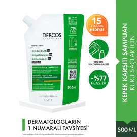 Vichy Dercos Anti-Dandruff Shampoo Refill - Kepek Karşıtı Şampuan Kuru Saç 500ml - 2
