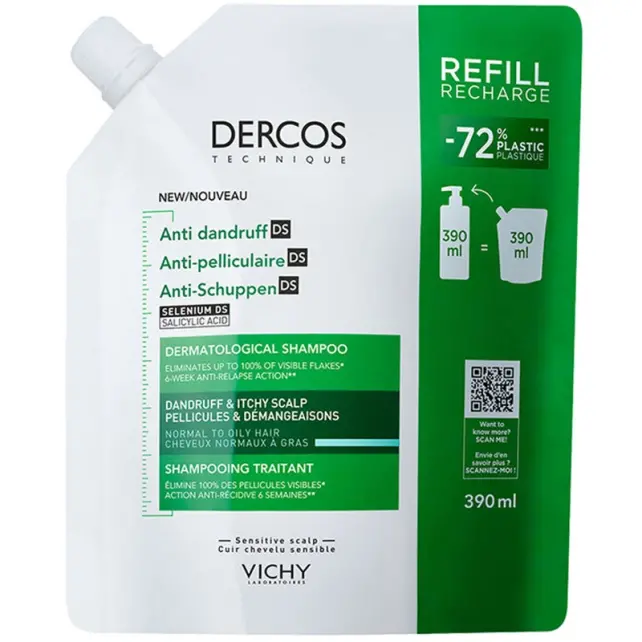 Vichy Dercos Anti-Dandruff Shampoo Refill - Yağlı Saç Kepek Karşıtı Şampuan 390ml - 1