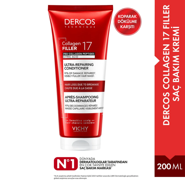 Vichy Dercos Collagen Filler 17 Ultra Repairing Conditioner - Onarıcı Etkili Saç Kremi 200ml - 2