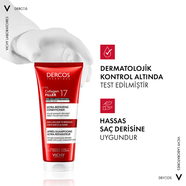 Vichy Dercos Collagen Filler 17 Ultra Repairing Conditioner - Onarıcı Etkili Saç Kremi 200ml - 7