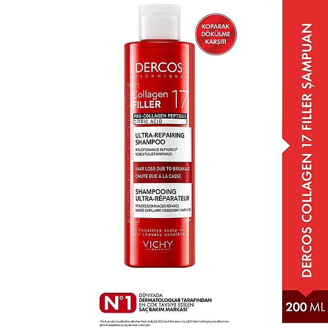 Vichy Dercos Collagen Filler 17 Ultra Repairing Shampoo - Onarıcı Etkili Şampuan 200ml - 7