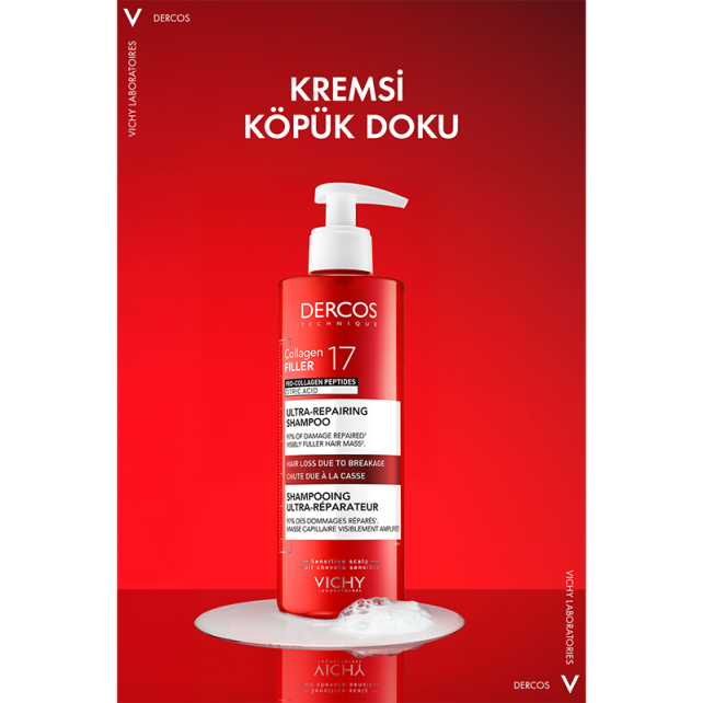 Vichy Dercos Collagen Filler 17 Ultra Repairing Shampoo - Onarıcı Etkili Şampuan 400ml - 5