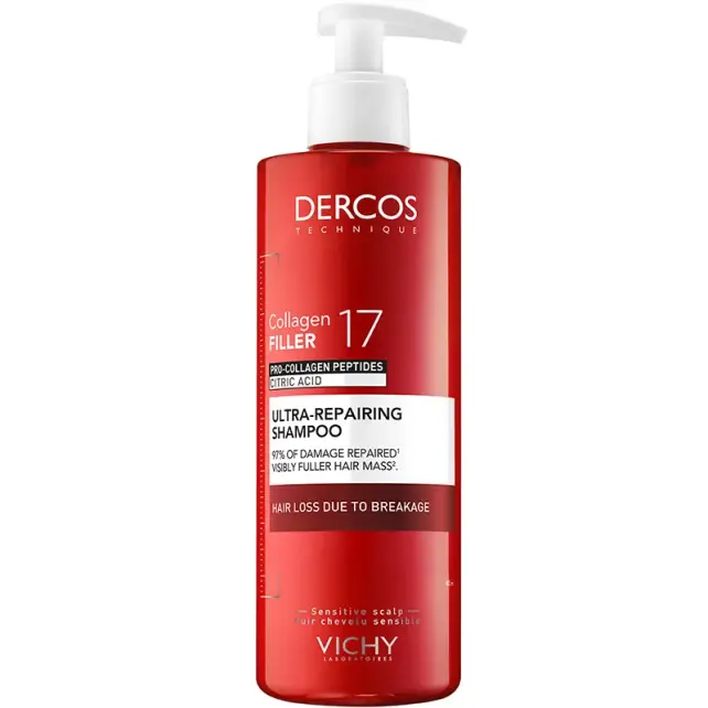 Vichy Dercos Collagen Filler 17 Ultra Repairing Shampoo - Onarıcı Etkili Şampuan 400ml - 1