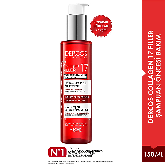 Vichy Dercos Collagen Filler 17 Ultra Repairing Treatment - Onarıcı Etkili Şampuan Öncesi Bakım 150ml - 2