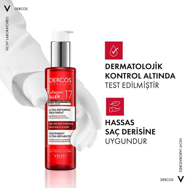 Vichy Dercos Collagen Filler 17 Ultra Repairing Treatment - Onarıcı Etkili Şampuan Öncesi Bakım 150ml - 7