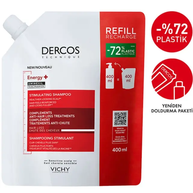 Vichy Dercos Energisant Shampoo Refill - Dökülme Karşıtı Bakım Şampuanı 400ml - 2
