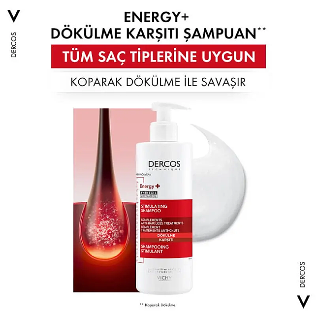 Vichy Dercos Energy+ Shampoo - Dökülme Karşıtı Saç Bakım Şampuanı 400ml - 3