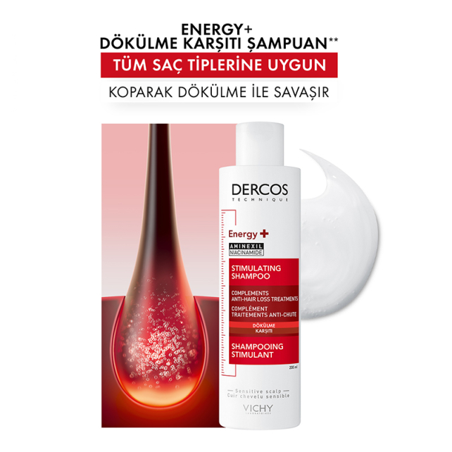 Vichy Dercos Energy+ Stimulating Shampoo - Dökülme Karşıtı Bakım Şampuanı 200ml - 3
