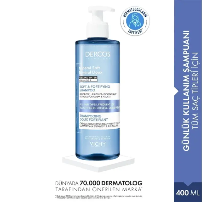 Vichy Dercos Mineral Soft Shampoo - Günlük Kullanım Şampuanı 400ml - 2