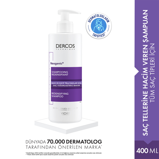 Vichy Dercos Neogenic Şampuan -Yoğunlaştırıcı Saç Bakım Şampuanı 400ml - 2