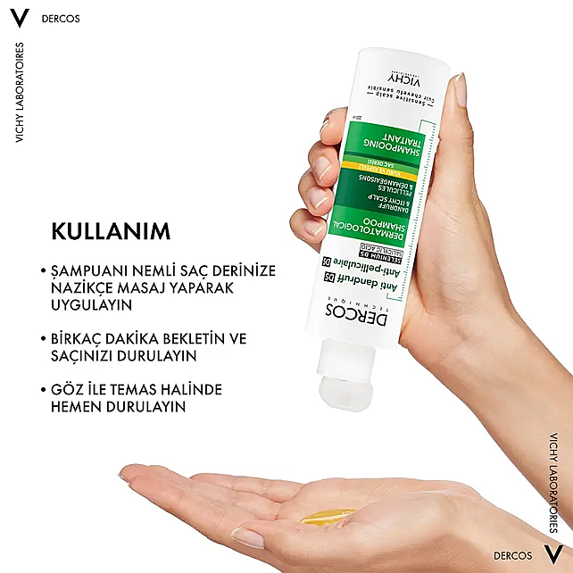 Vichy Dercos Shampoo - Kuru Saçlar İçin Kepek Karşıtı Saç Şampuanı 200ml - 3
